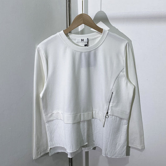 New fashion design long sleeved sweatshirt with irregular hem and loose casual pullover top for women