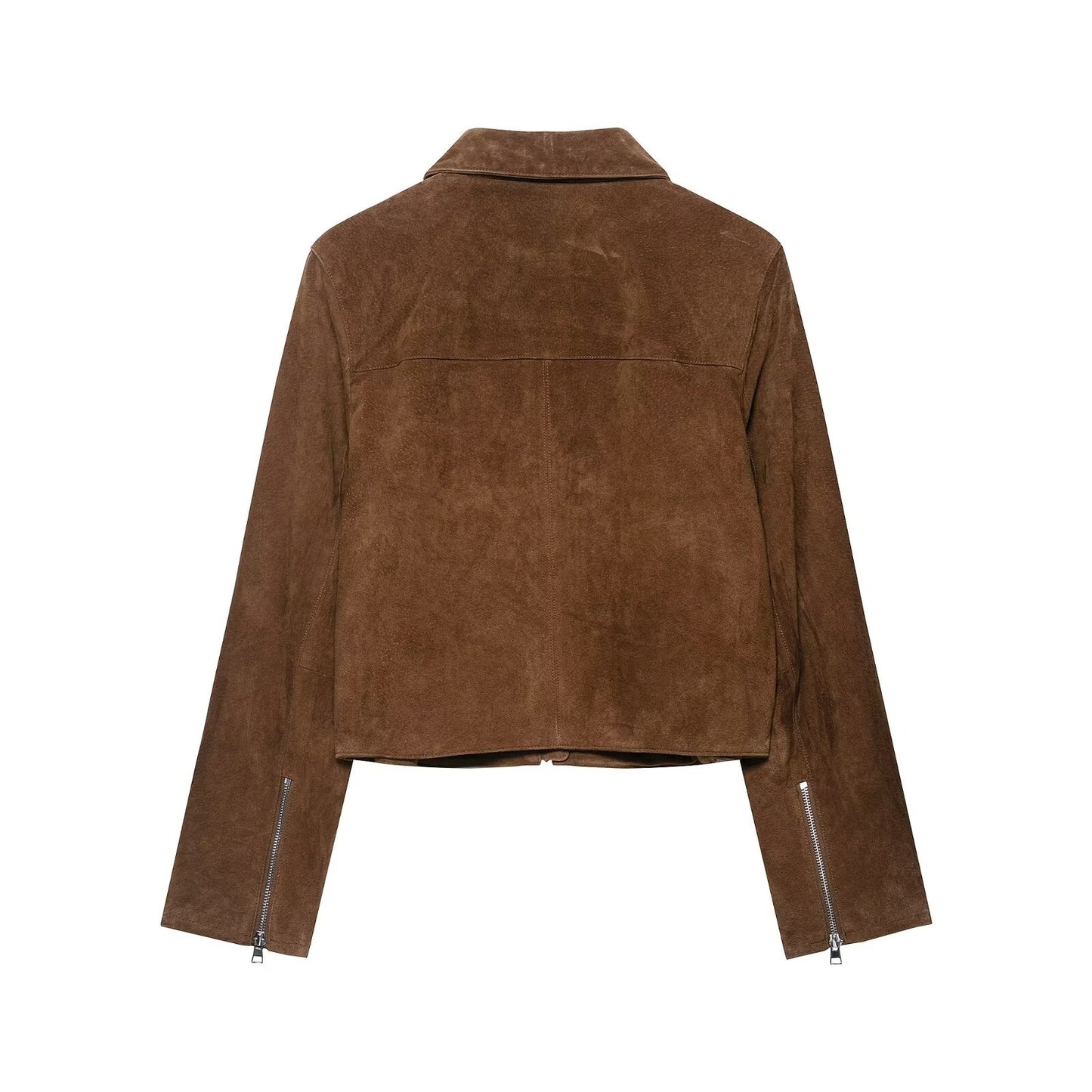 Short fashion short leather lapel jacket for women