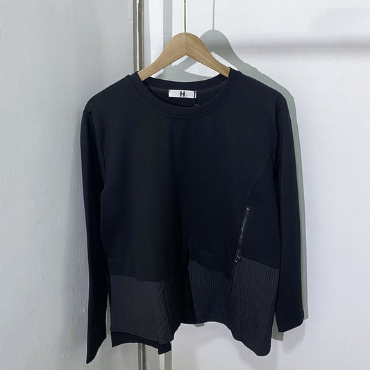 New fashion design long sleeved sweatshirt with irregular hem and loose casual pullover top for women