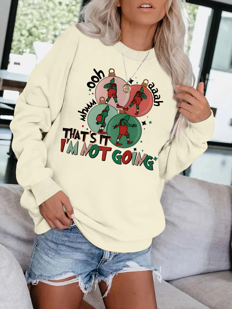 Letter phrase pattern printed casual long sleeved sweatshirt