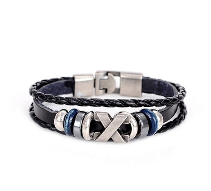 Wholesale Cuff braided Wrap Bracelet & Bangles Men Jewelry Pirate Genuine Leather Anchor Bracelets Vintage Men's Jewelry