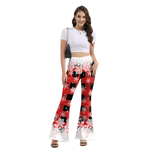 Christmas women's bell bottom pants