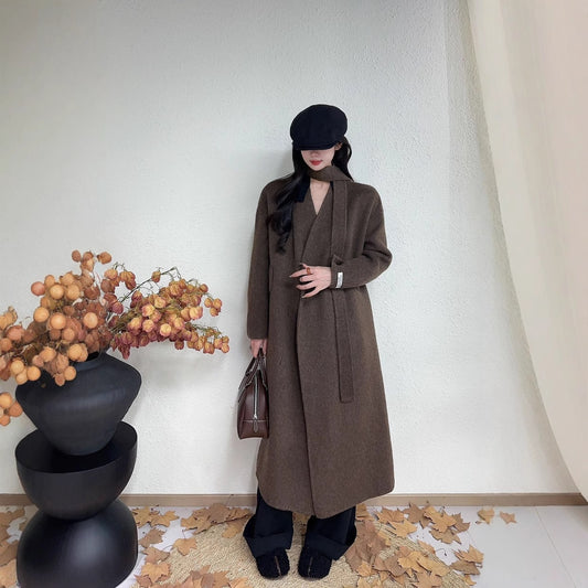 Long Double-sided Wool Coat In Korean Style