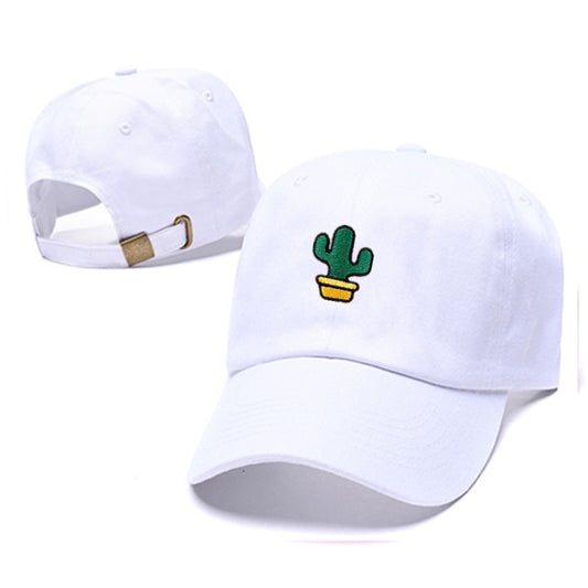 Cute Plant Embroidered Cap Cactus Embroidered Cap Outdoor Embroidered Curved Brim Cap Washed Soft Cap