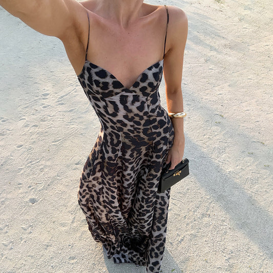 Sexy leopard print camisole dress