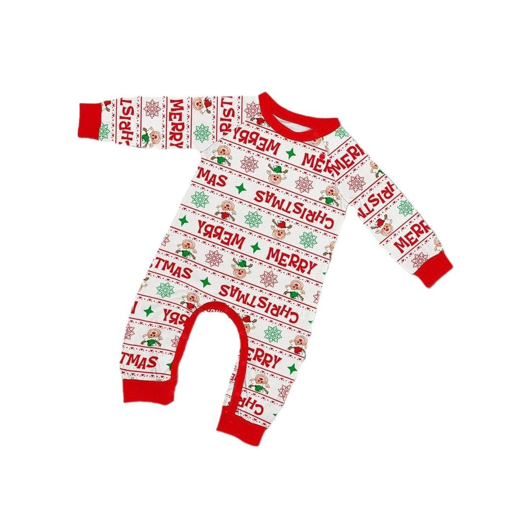 Christmas Deer Letter Snowflake Christmas Family Matching Printed Loungewear Pajamas