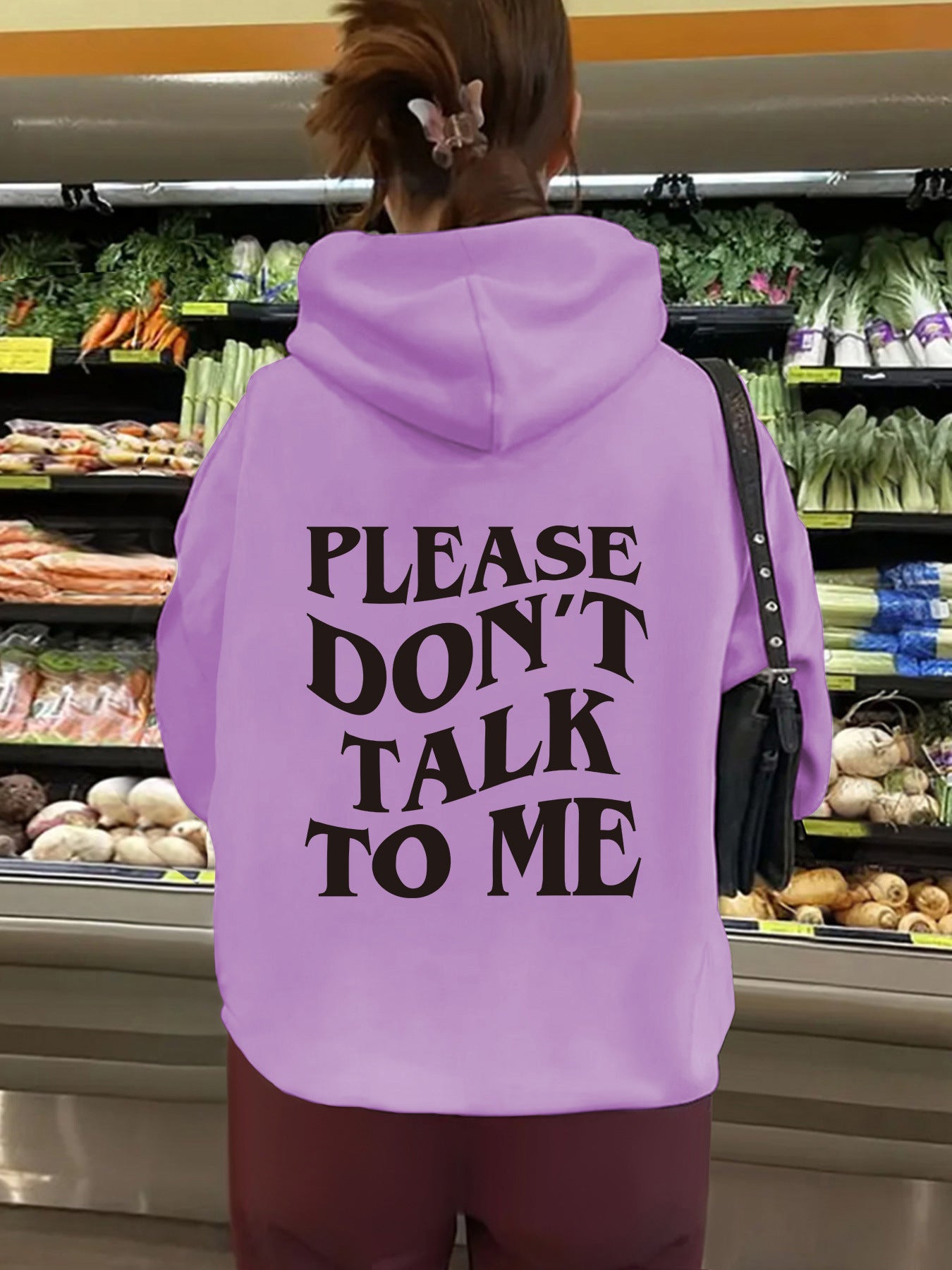 Hooded long sleeved fleece hoodie with letter print on top