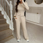 Resort-style Sweater Shirt And Long Pants Set