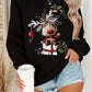 Long Sleeve Christmas Reindeer Graphic Crew Neck Sweatshirt