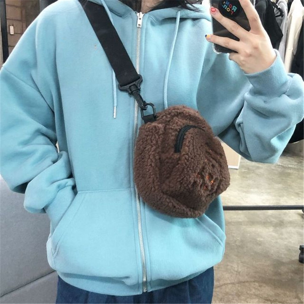 Fashion Original Wool Ladies Shoulder Bags Phone Pouch Classic Style Casual Solid Color Messenger Bag Women