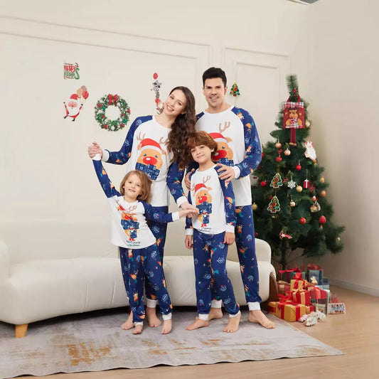 Christmas Deer Letter Scarf, Christmas Family Matching Printed Loungewear Pajamas