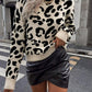 Half high collar pullover straight tube printed neutral style sweater