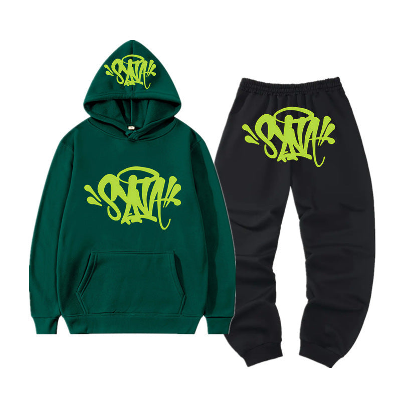 High Street Fashion Hoodie Set with Syna Print for Men
