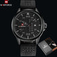 NAVIFORCE Men's Leather Army Military Quartz Watches