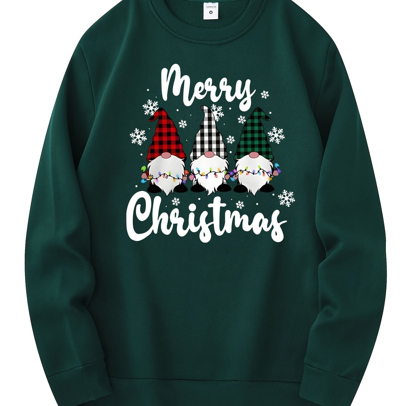 Men's Christmas Gnome Graphic Sweatshirt - Olive Green Casua