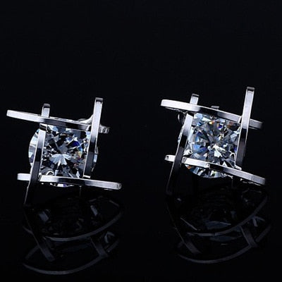 Women's earrings Europe and the new jewelry geometric hollow square triangle zircon earrings fashion banquet jewelry