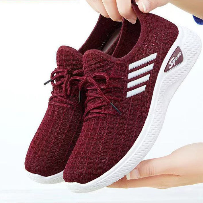 Autumn New Women's Shoes Fashion Single Shoes Casual Sports Travel Shoes Non slip Old Beijing Mesh Running Shoes