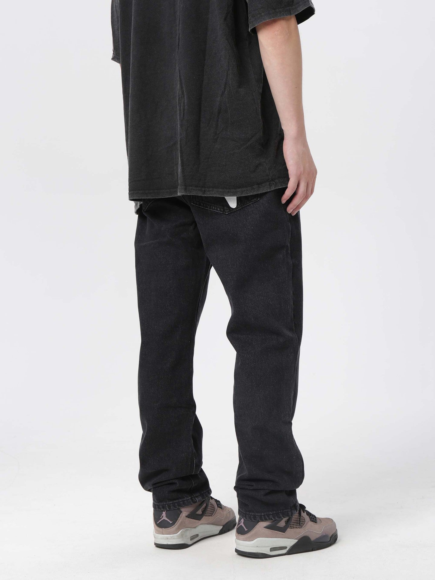 American high street pentagram printed jeans men fashion brand street loose wide leg casual straight trousers