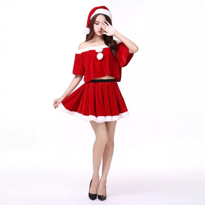 Christmas costume Winter women's red Christmas costume stage performance costume