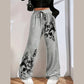 Womens Casual Wide-leg Pants With A Charcoal-colored Tire-track Pattern