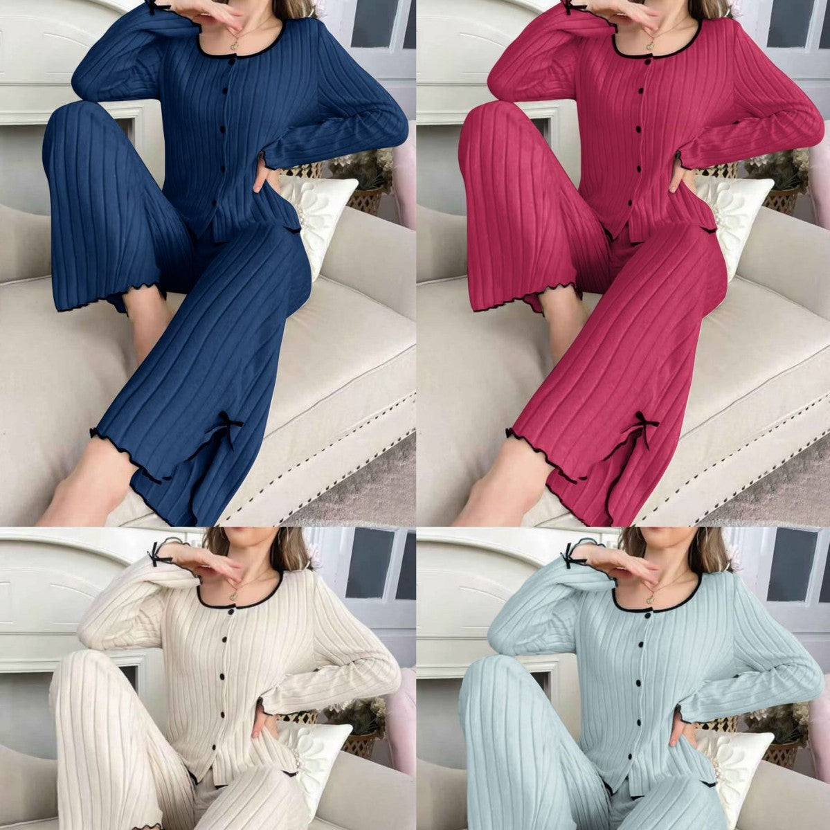 Womens Brushed-soft Ribbed Cardigan For Cozy Sleepwear