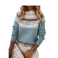 Half high collar pullover straight tube printed neutral style sweater