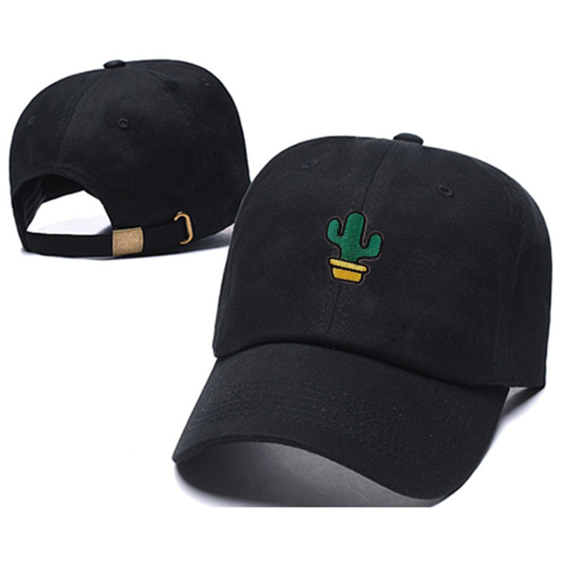 Cute Plant Embroidered Cap Cactus Embroidered Cap Outdoor Embroidered Curved Brim Cap Washed Soft Cap