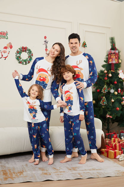 Christmas Deer Letter Scarf, Christmas Family Matching Printed Loungewear Pajamas