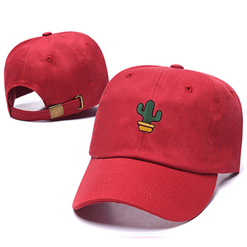 Cute Plant Embroidered Cap Cactus Embroidered Cap Outdoor Embroidered Curved Brim Cap Washed Soft Cap