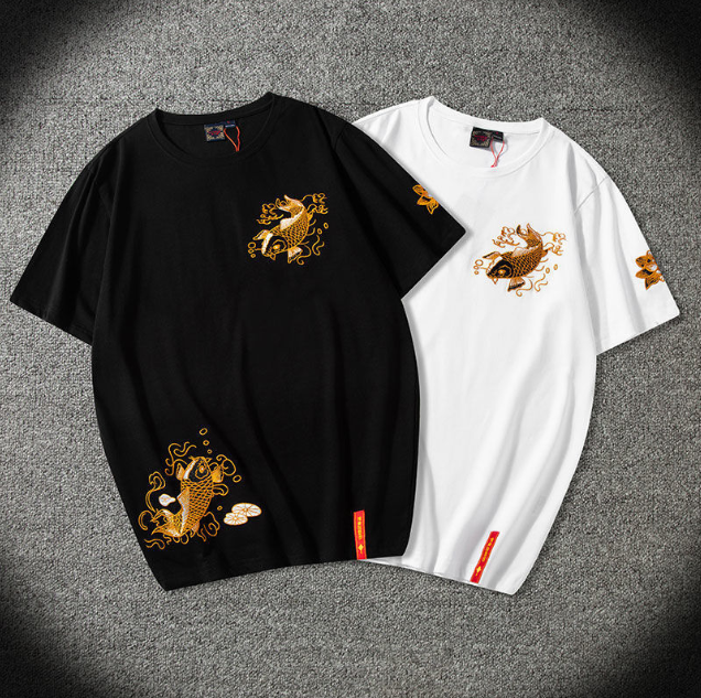 New men t shirt Chinese style knitted cotton embroidery men short sleeved T shirt round neck fashion national tide top