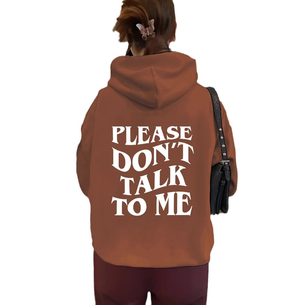 Hooded long sleeved fleece hoodie with letter print on top