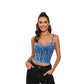 Halter Sleeveless Fashion Fitted Denim Top for Women