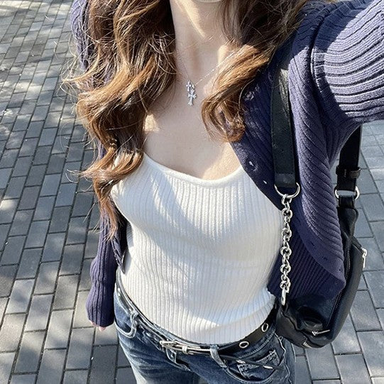 Single-breasted Knitted Cardigan Jacket