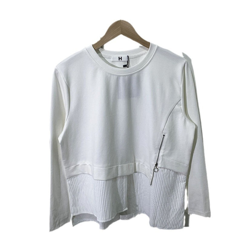 New fashion design long sleeved sweatshirt with irregular hem and loose casual pullover top for women