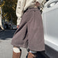 Womens AutumnWinter High-Waisted Striped Retro Wide-Leg Cropped Pants