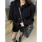 New Springautumn Polo-neck Sweater Jacket Short Two-piece Set