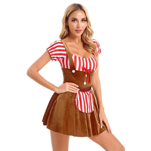 Christmas High-Waisted Outfit, Color-Blocking Christmas Performance Costume