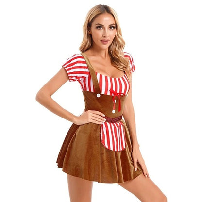 Christmas High-Waisted Outfit, Color-Blocking Christmas Performance Costume