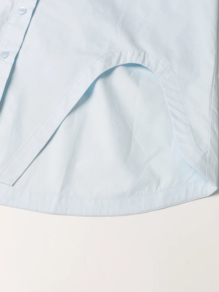 Solid Temperament Shirt For Women Lapel Long Sleeve Patchwork Single Breasted Minimalist Blouse Female Fashion