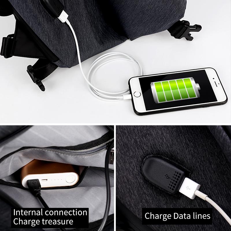 ARCTIC HUNTER Vintage design Casual three uses Crossbody Bags USB Charger Male Chest shoulder for men