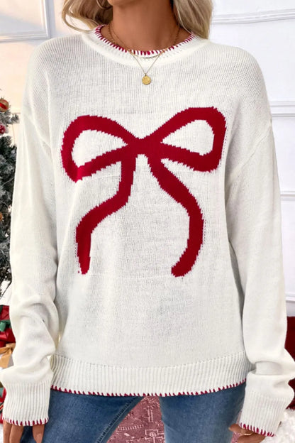 Sweet and versatile loose long sleeved round neck Christmas sweater for women