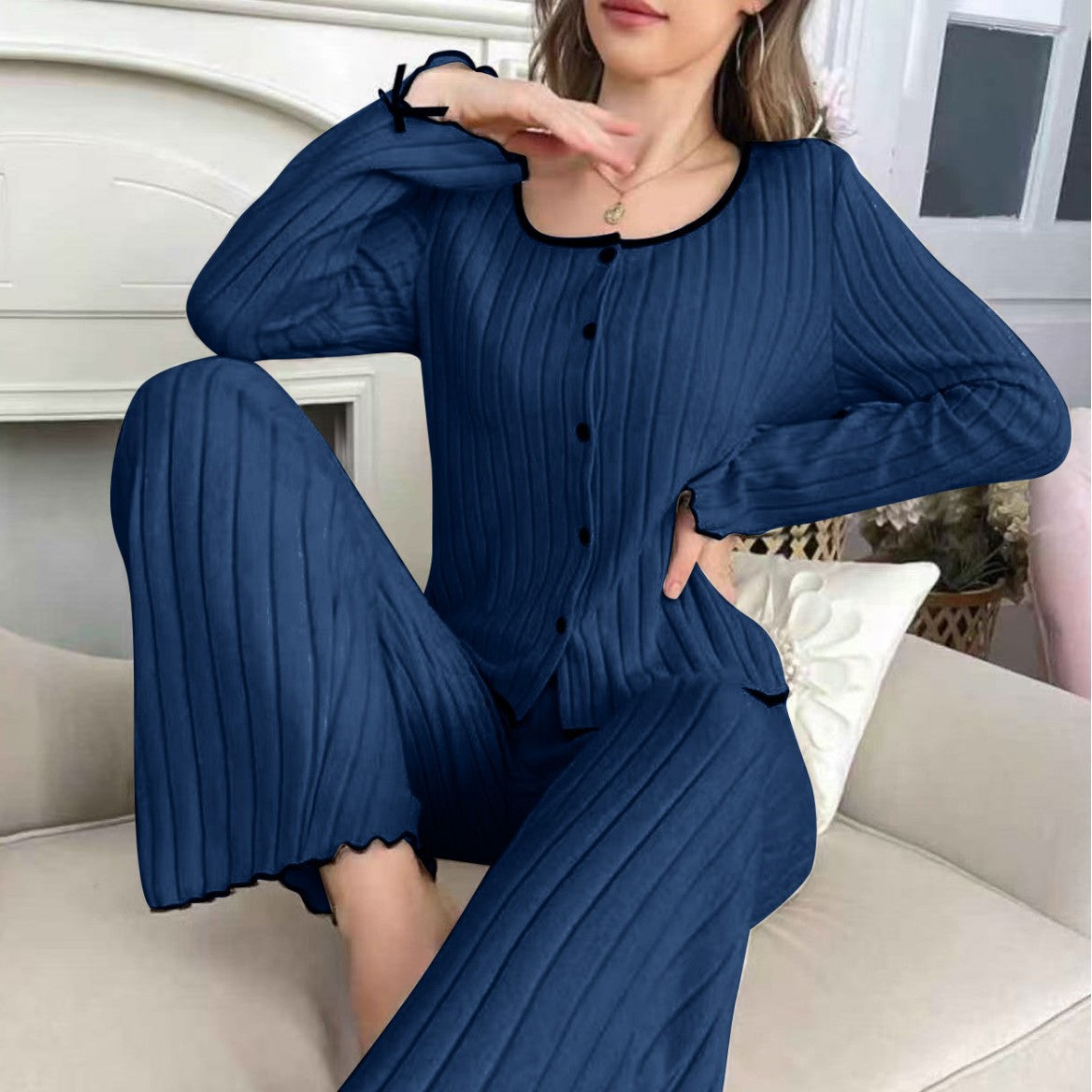 Womens Brushed-soft Ribbed Cardigan For Cozy Sleepwear