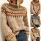 Half high collar pullover straight tube printed neutral style sweater