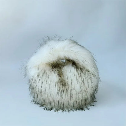 Fashion Soft Faux Fur Women Handbags Designer Y2K Long Plush Lady Hand Bags Luxury Round Clutch Bag Fluffy Female Purse