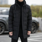 Loose men's medium to long thick warm casual fashion cotton jacket hooded cotton jacket for men