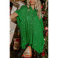 Christmas Mid-Sleeve Sequin Shirt for Women's Loose Casual Top