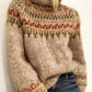 Half high collar pullover straight tube printed neutral style sweater