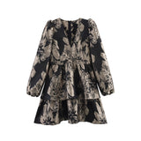 Fashion hem jacquard layered decorative dress for women