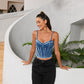 Halter Sleeveless Fashion Fitted Denim Top for Women
