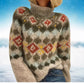 Half high collar pullover straight tube printed neutral style sweater